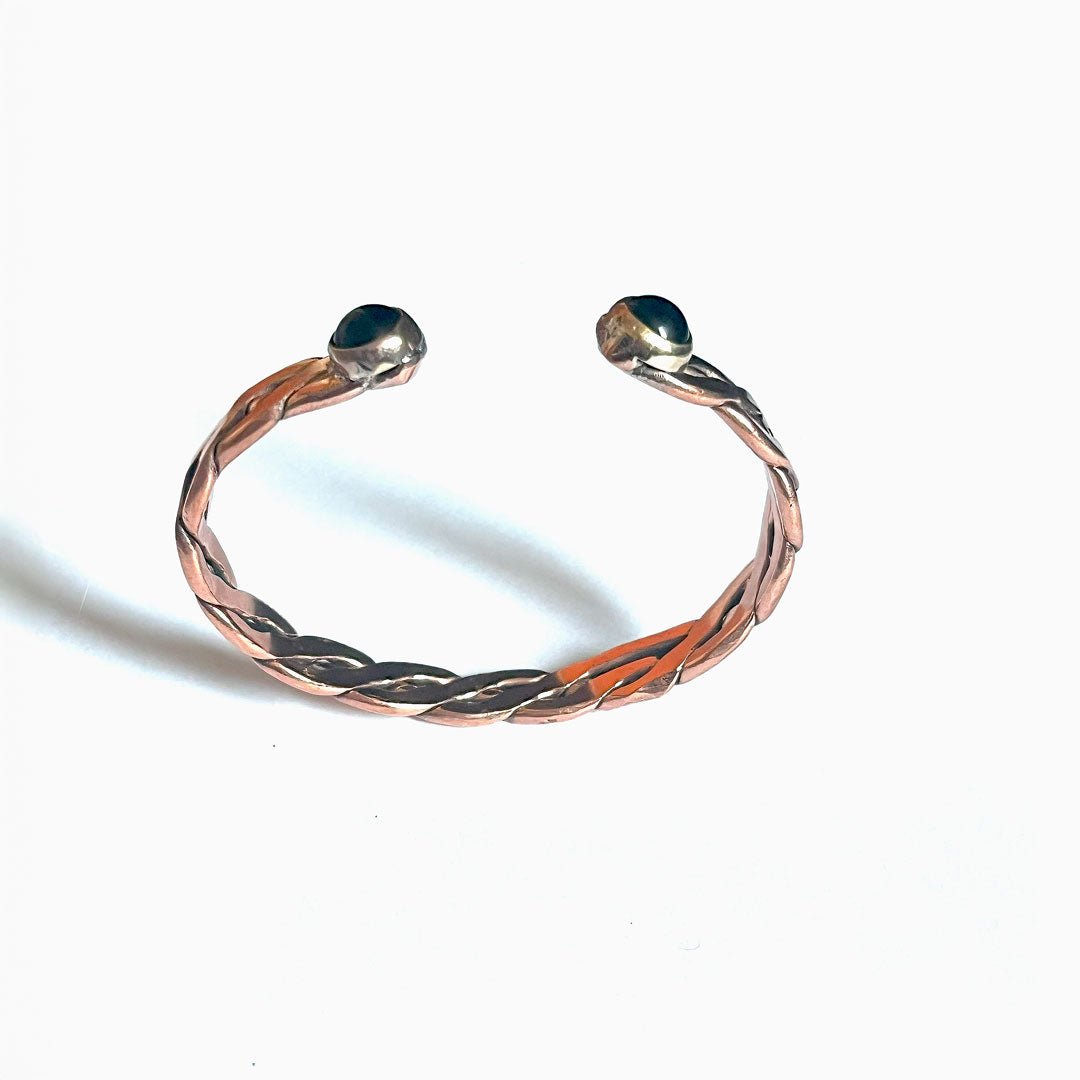 Brazalete Torzal de Cobre y Obsidiana – Amuleto de Poder Ancestral - Metayantra México