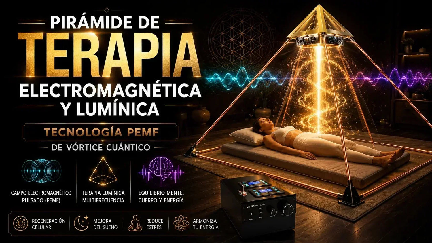 Pirámide de Terapia Electromagnética y Lumínica (Tecnología PEMF de Vórtice Cuántico) - Metayantra México