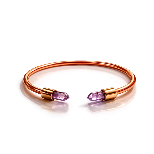 Pulsera de Cobre con Amatista: Beneficios Curativos y Protección | Alivia Dolor Articular + Ansiedad + Protección Energética | 100% Cobre Puro | Hecha a Mano | Metayantra