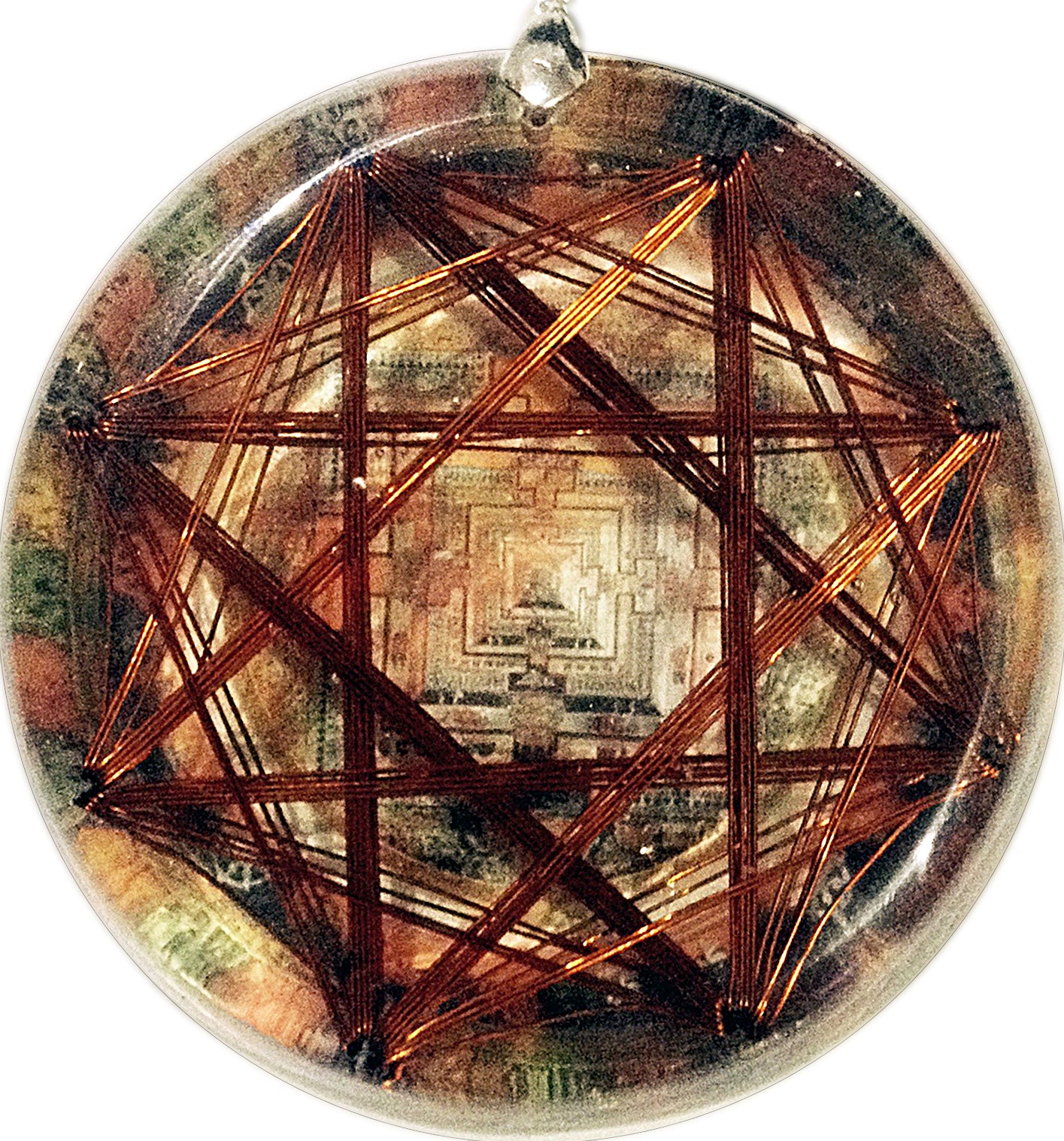 Amuleto Protector Kalachakra Hecho a Mano — Citrino Natural + Turmalina Negra + Bobina Biomagnética de Cobre | Escudo Energético contra Brujería, Mal de Ojo y Envidias | Mandala Budista Tibetano