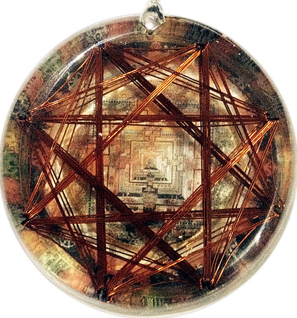 Amuleto Protector Kalachakra Hecho a Mano — Citrino Natural + Turmalina Negra + Bobina Biomagnética de Cobre | Escudo Energético contra Brujería, Mal de Ojo y Envidias | Mandala Budista Tibetano