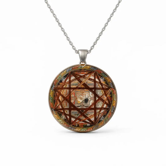 Amuleto Protector Kalachakra Hecho a Mano — Citrino Natural + Turmalina Negra + Bobina Biomagnética de Cobre | Escudo Energético contra Brujería, Mal de Ojo y Envidias | Mandala Budista Tibetano