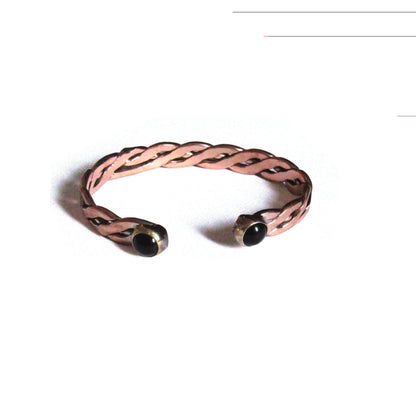 Brazalete Torzal de Cobre y Obsidiana – Amuleto de Poder Ancestral - Metayantra México