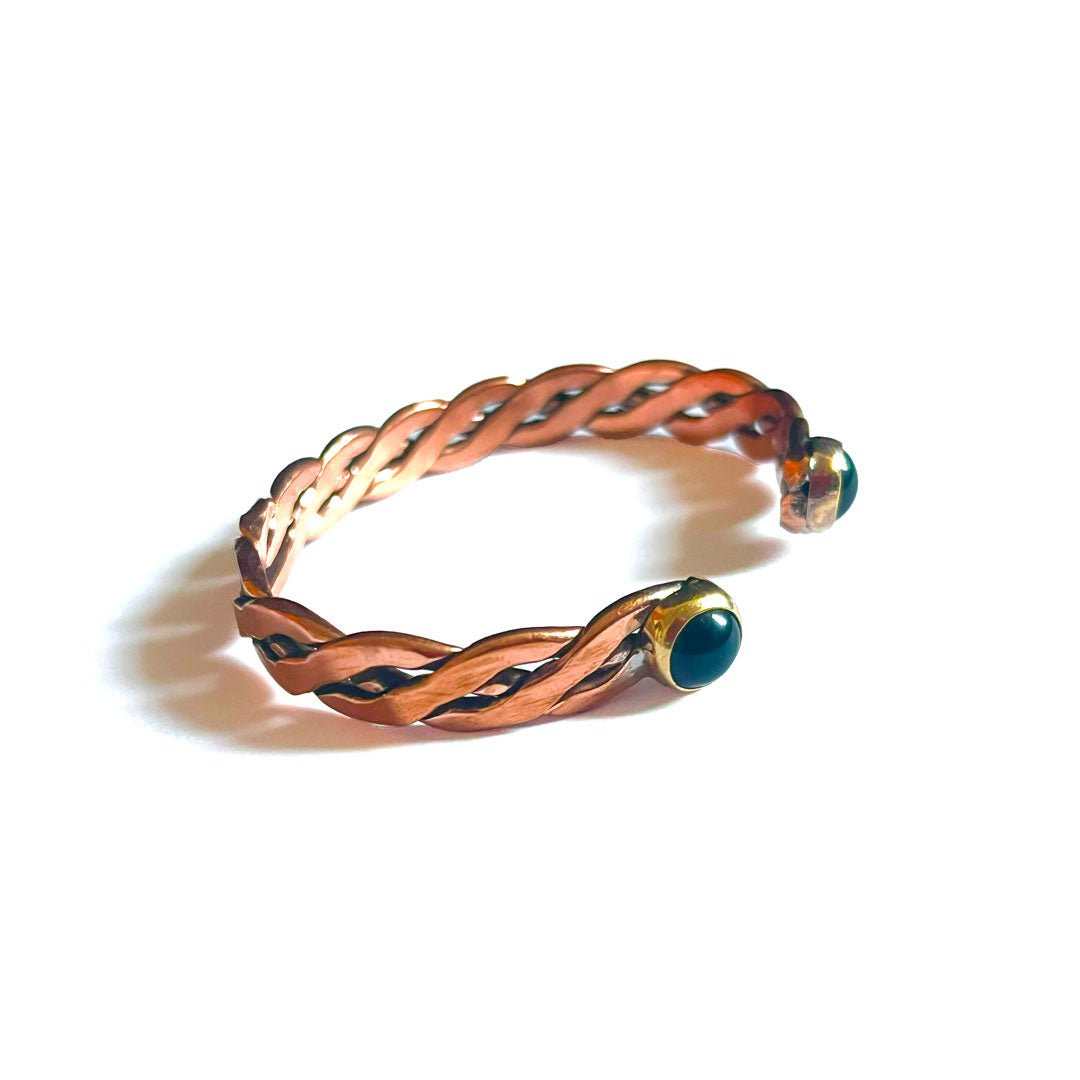 Brazalete Torzal de Cobre y Obsidiana – Amuleto de Poder Ancestral - Metayantra México