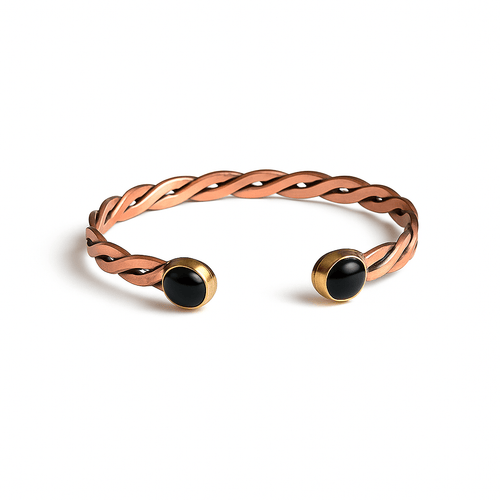 Brazalete Torzal de Cobre y Obsidiana – Amuleto de Poder Ancestral - Metayantra México