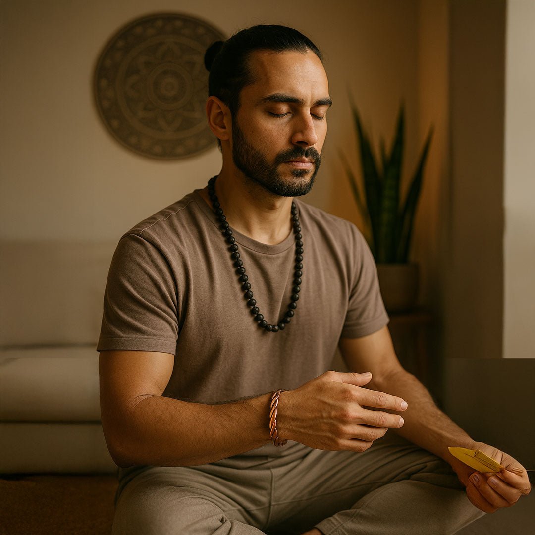 Brazalete Torzal de Cobre y Obsidiana – Amuleto de Poder Ancestral - Metayantra México