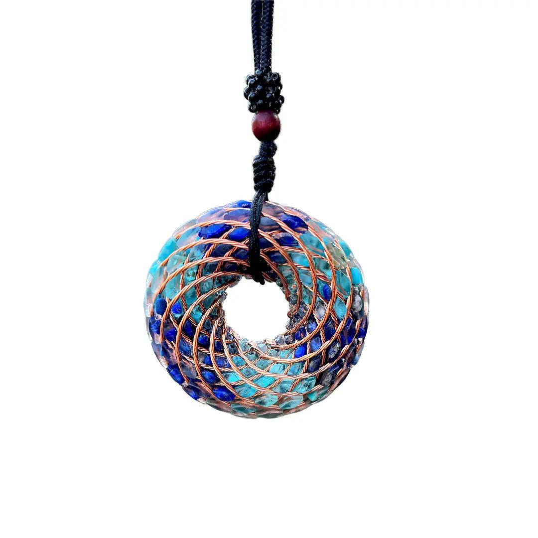 Collar iTorus con bobina toroidal de cobre, lapislázuli y turquesa