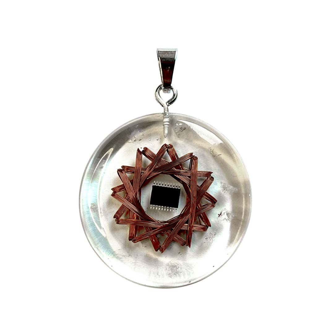 Colgante MicroChip Star con citrino natural y bobina biomagnética de cobre