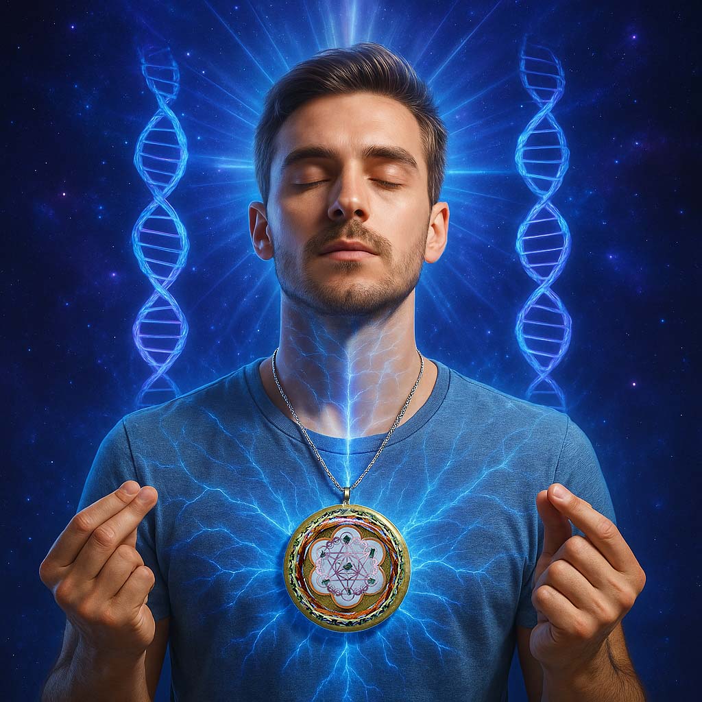 Collar ORGON Resonador Cuántico con Moldavita: ADN y Conciencia - Metayantra México