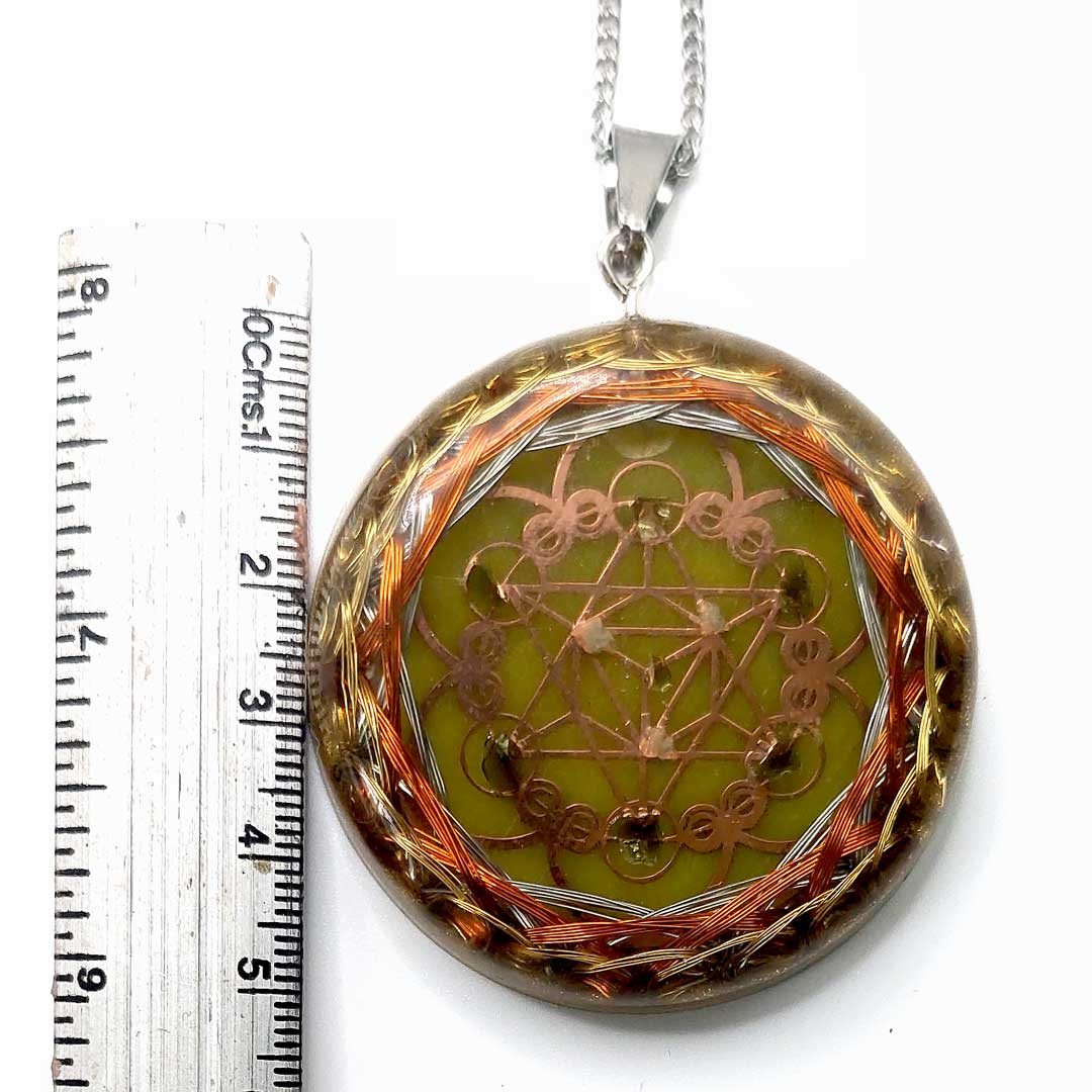 Collar Orgón Resonador Cuántico con Moldavita Certificada — Activación del ADN del Alma + Campo Merkaba + Cuarzo Citrino + Doble Bobina Biomagnética | Agrograma Crop Circle | Arcángel Metatrón | Hecho a Mano - Metayantra México