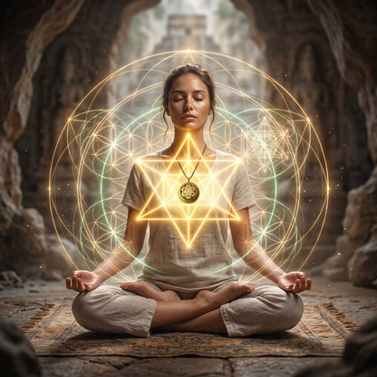 Collar Orgón Resonador Cuántico con Moldavita Certificada — Activación del ADN del Alma + Campo Merkaba + Cuarzo Citrino + Doble Bobina Biomagnética | Agrograma Crop Circle | Arcángel Metatrón | Hecho a Mano - Metayantra México