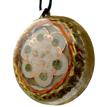 Collar Orgón Resonador Cuántico con Moldavita Certificada — Activación del ADN del Alma + Campo Merkaba + Cuarzo Citrino + Doble Bobina Biomagnética | Agrograma Crop Circle | Arcángel Metatrón | Hecho a Mano - Metayantra México