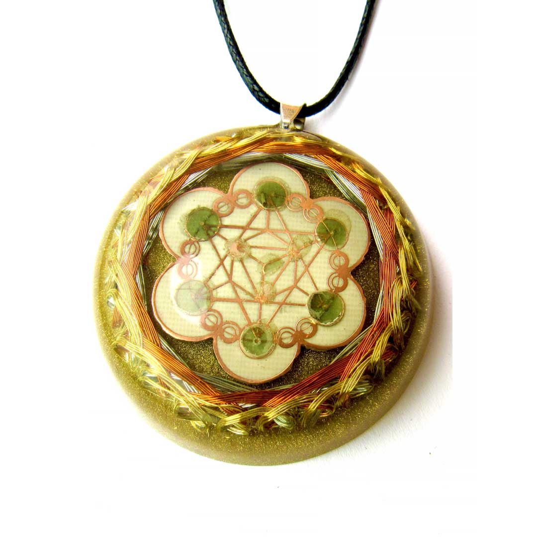 Collar Orgón Resonador Cuántico con Moldavita Certificada — Activación del ADN del Alma + Campo Merkaba + Cuarzo Citrino + Doble Bobina Biomagnética | Agrograma Crop Circle | Arcángel Metatrón | Hecho a Mano - Metayantra México
