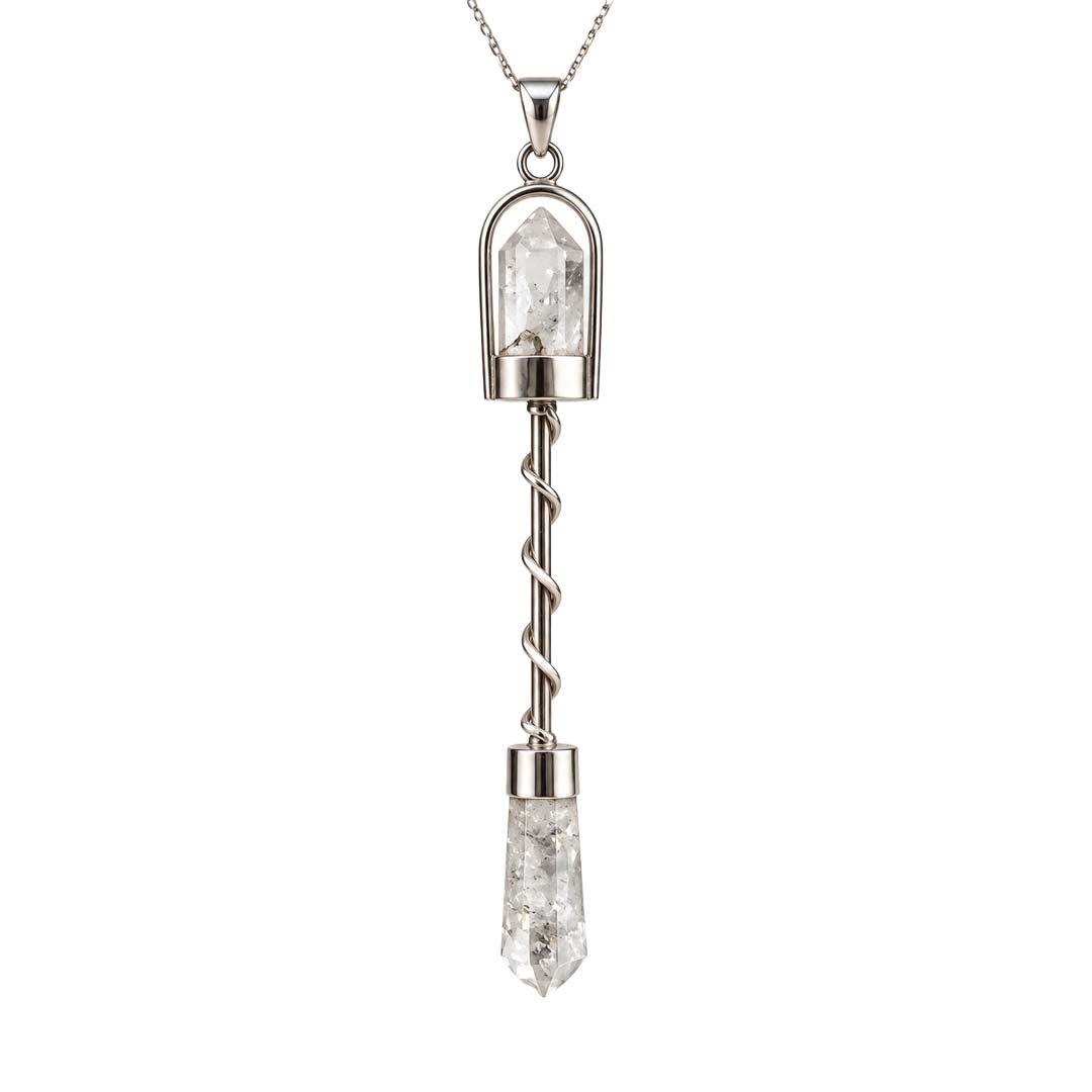 Collar Serpiente de Visión en Plata .925 con Doble Punta de Cuarzo - Metayantra México
