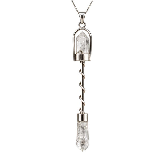 Collar Serpiente de Visión en Plata .925 con Doble Punta de Cuarzo - Metayantra México