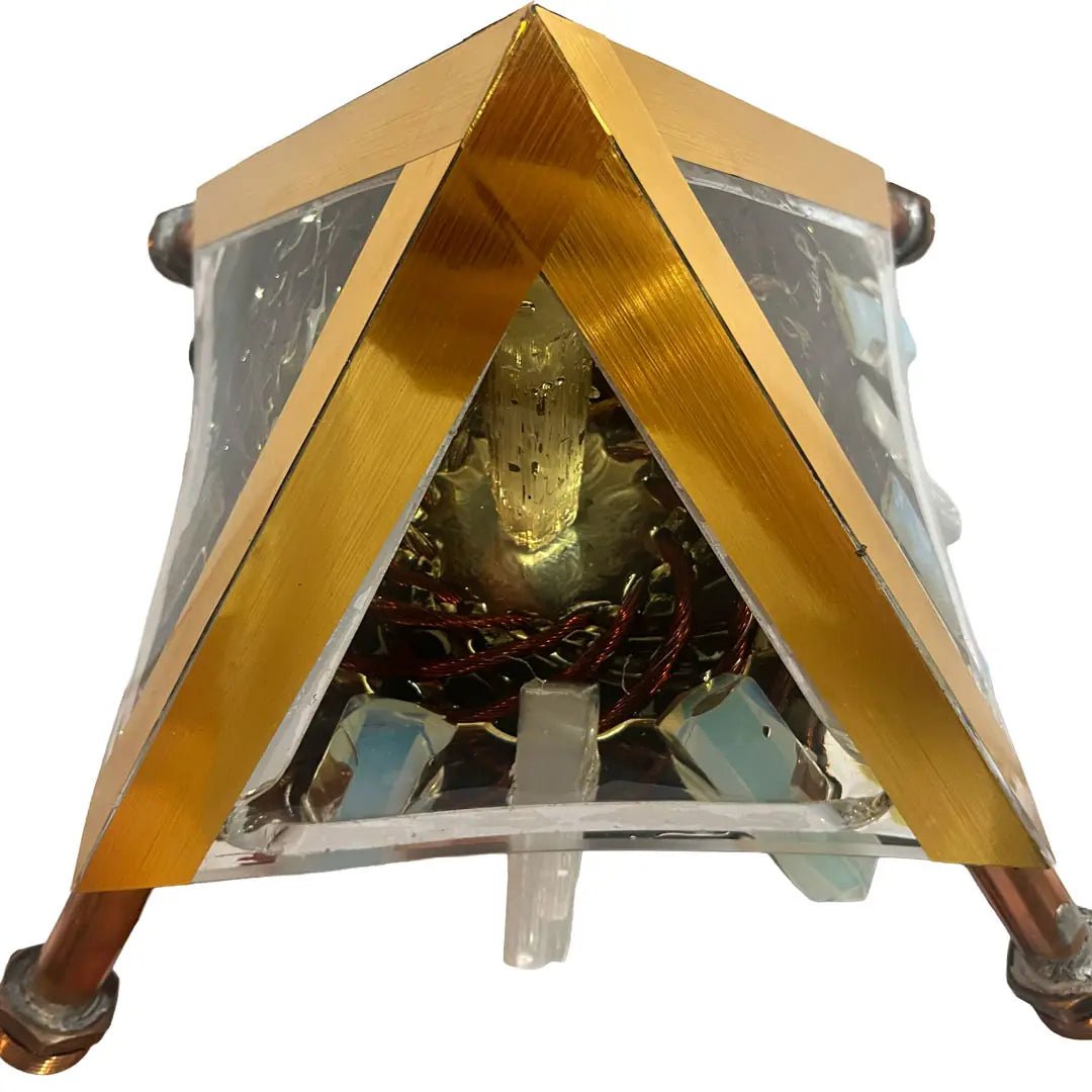 Pirámide de cobre con PEMF Vórtice Cuántico | Terapia Luz + Frecuencias 1Hz-150kHz - Metayantra México