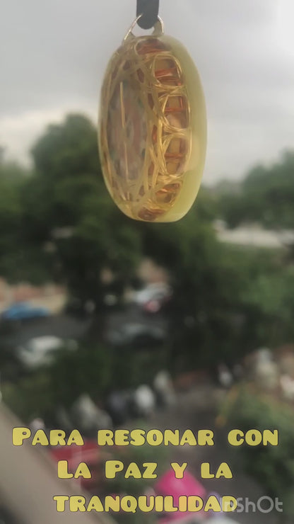 Collar Crop Circle con Malaquita y Amatista para Paz y Energía