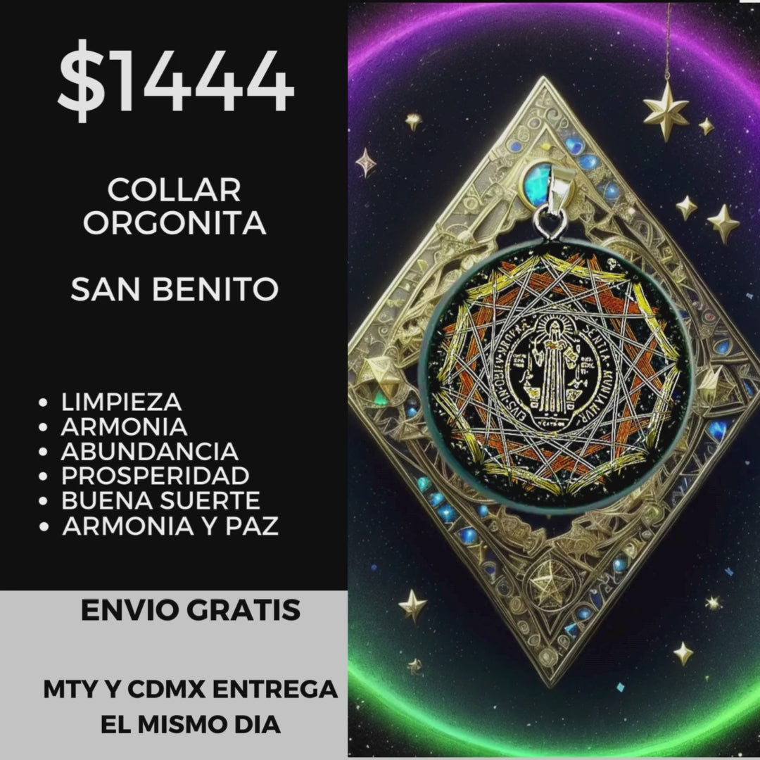 ✨🔮 Collar de Orgonita: Generador de Milagros con Medalla de San Benito 🙏🛡️ Protección Total contra Brujería y Energías Negativas