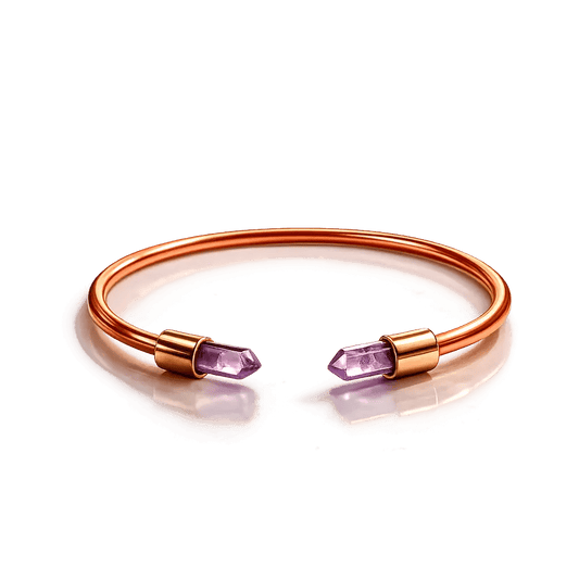 Pulsera de Cobre con Amatista: Beneficios Curativos y Protección | Alivia Dolor Articular + Ansiedad + Protección Energética | 100% Cobre Puro | Hecha a Mano | Metayantra - Metayantra México