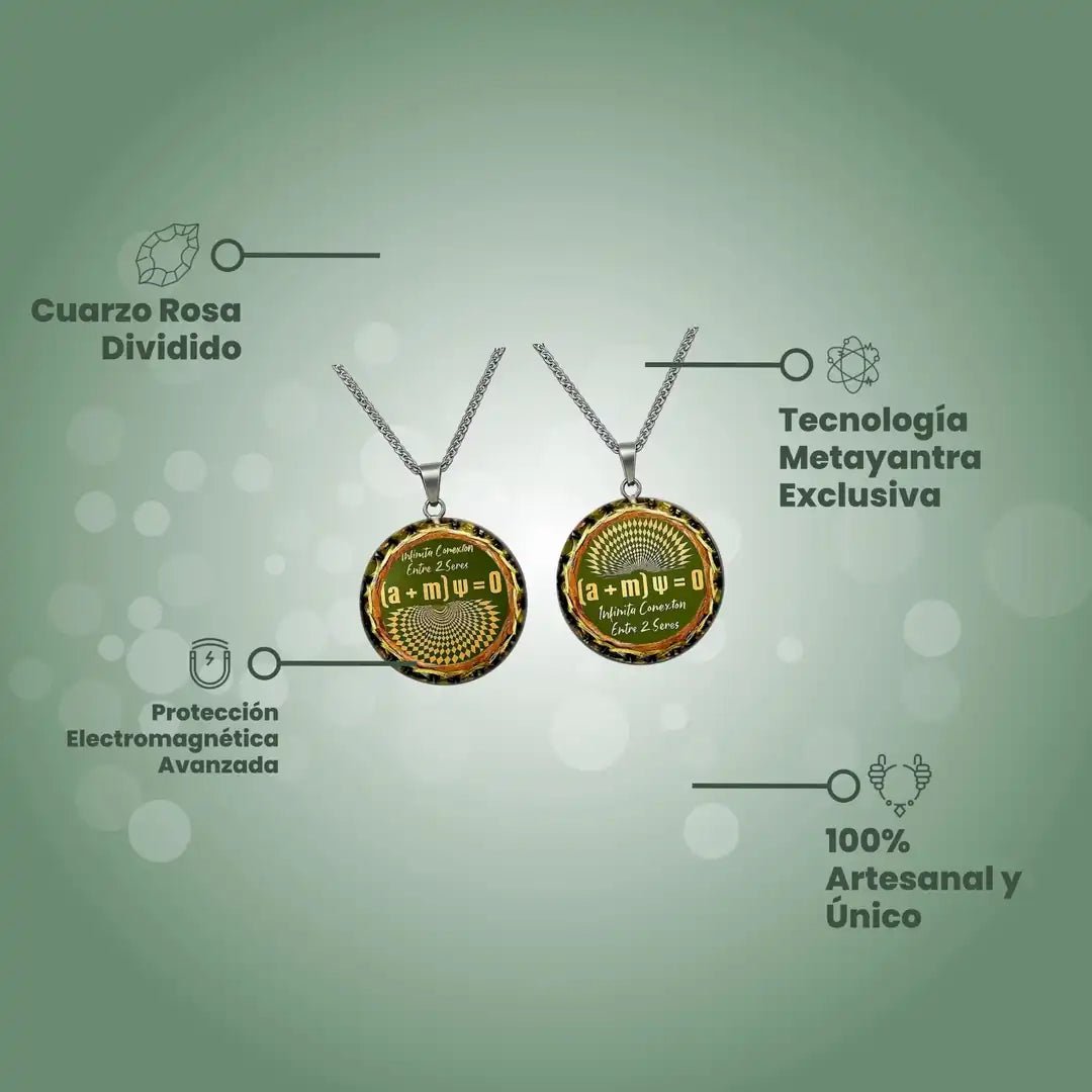 Set 2 Collares Amor Eterno Conexión Cuántica Infinita | Orgonita Cuarzo Rosa Metayantra | Entrelazamiento Almas Gemelas | - Metayantra México