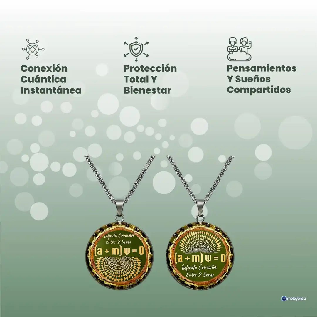 Set 2 Collares Amor Eterno Conexión Cuántica Infinita | Orgonita Cuarzo Rosa Metayantra | Entrelazamiento Almas Gemelas | - Metayantra México