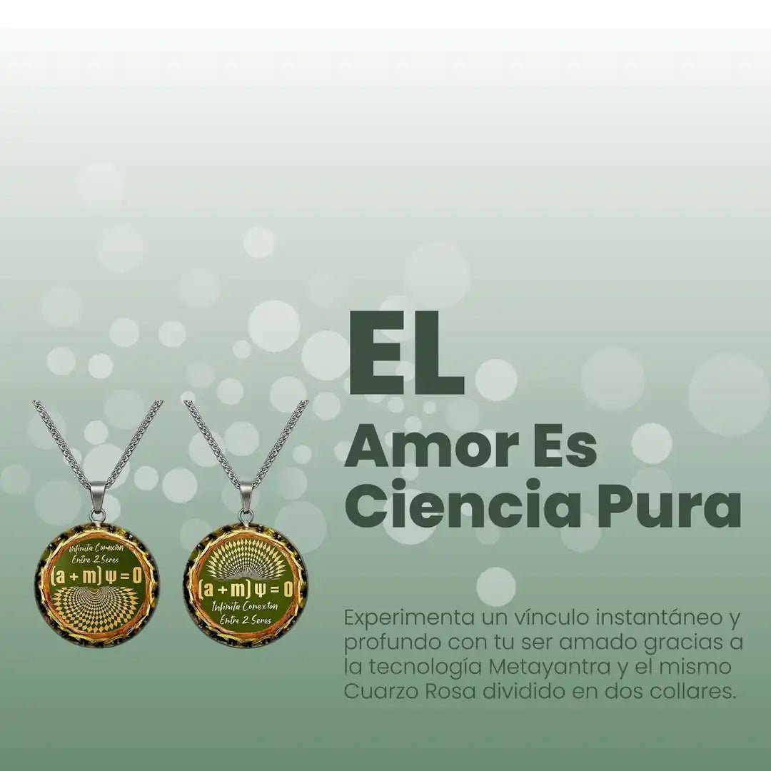 Set 2 Collares Amor Eterno Conexión Cuántica Infinita | Orgonita Cuarzo Rosa Metayantra | Entrelazamiento Almas Gemelas | - Metayantra México