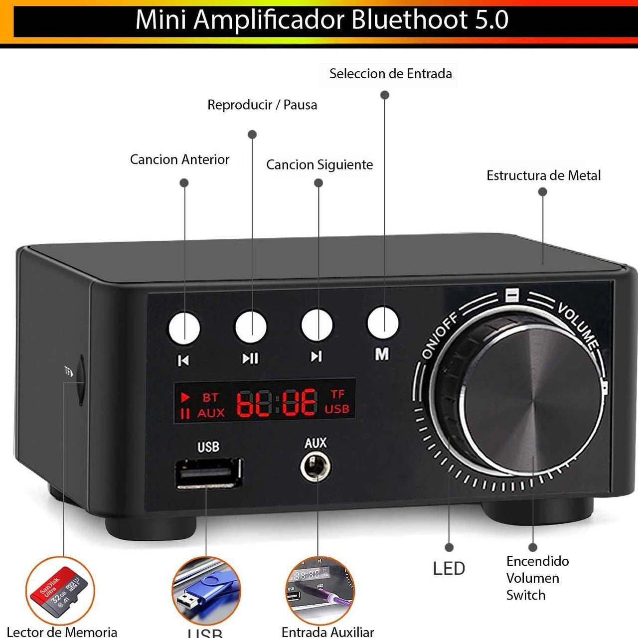 Amplificador Digital de Alta Fidelidad B071ZPGVD1 50W Surround - Metayantra MǸxico