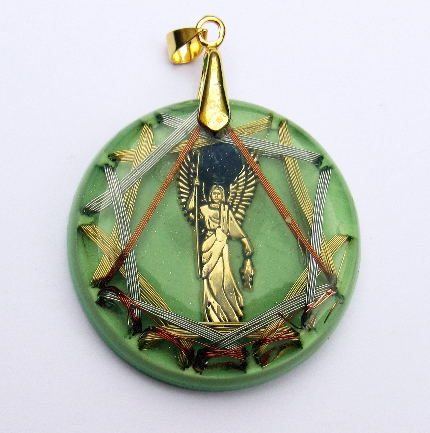 ENVǍO INMEDIATO Arcǭngel Rafael 13 Vortex Chapa de Oro - Metayantra MǸxico