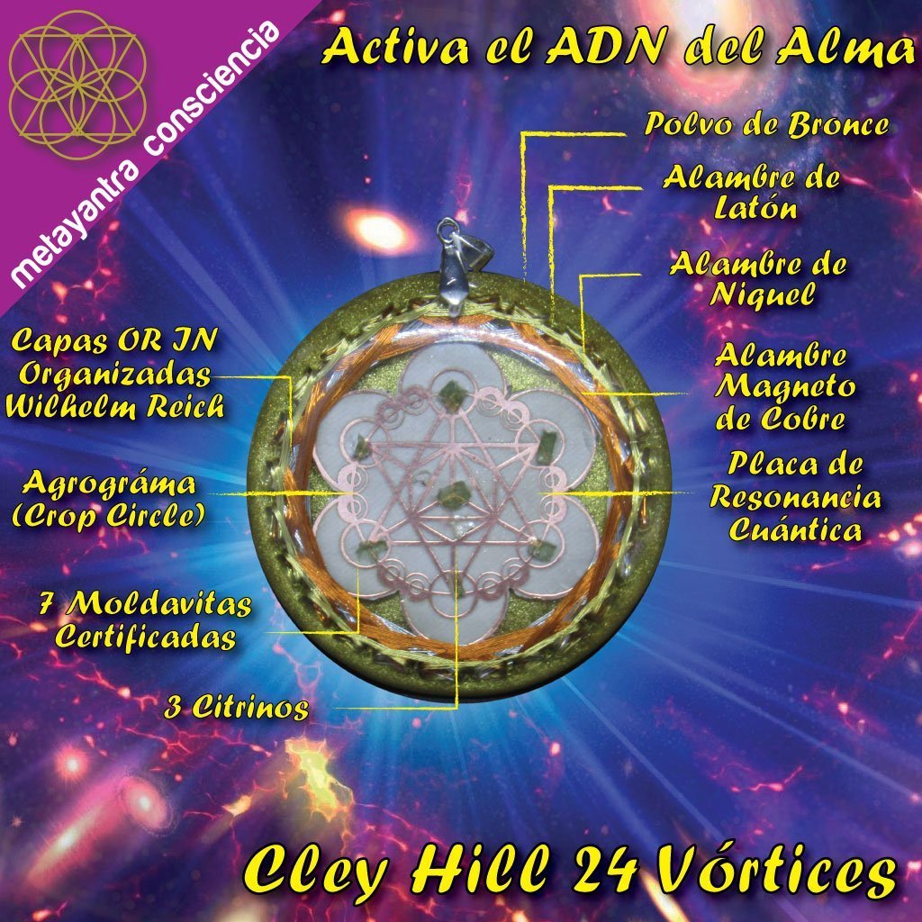 ENVǍO INMEDIATO Resonador Cuǭntico con Moldavita para ADN Cley Hill Crop 36 Vortex - Metayantra MǸxico