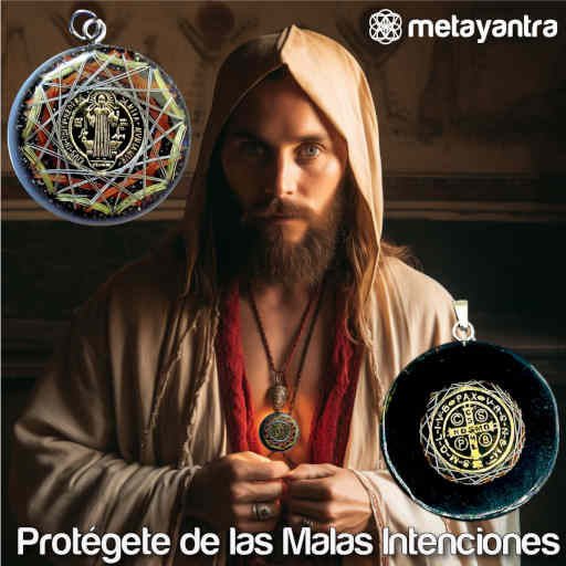 Kit de ProtecciÇün EnergǸtica y Abundancia: Collar EnergǸtico de Orgonita y Pulsera de Zinc con Medalla de San Benito - Metayantra MǸxico