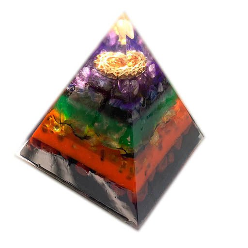 Mega Pirámide de Chakras de Orgón con Cristales Icosahédricos y 7 Bobinas Biomagnéticas para Protección y Sanación Espiritual - Metayantra México