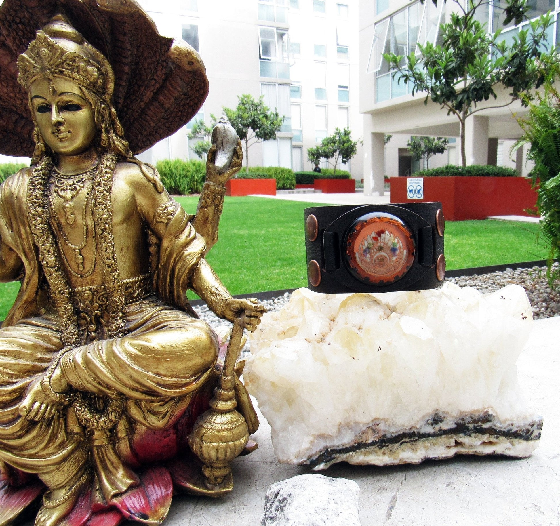 Pulsera con resonador cuǭntico Quetzalcoatl de 7 Chakras - Metayantra MǸxico