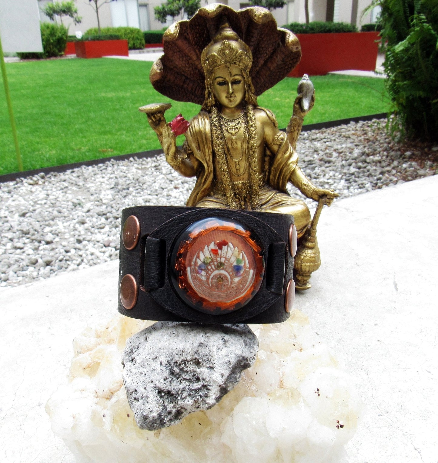 Pulsera con resonador cuǭntico Quetzalcoatl de 7 Chakras - Metayantra MǸxico